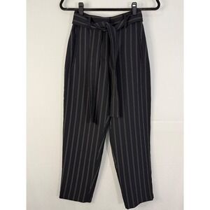 Wilfred Aritzia Pinstripe Tapered Trousers Navy Blue White Size 0 Tie Waist